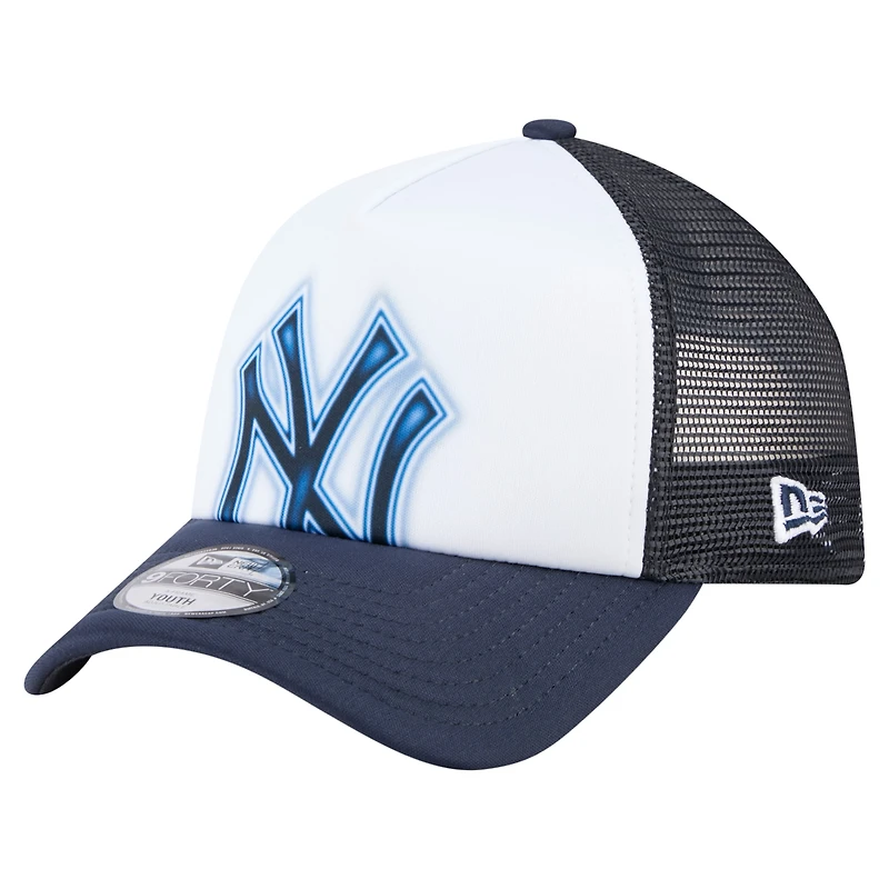 Casquette ajustable New Era New York Yankees A-Frame 9FORTY blanche/bleu marine pour tout-petit