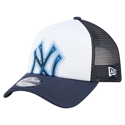 Casquette ajustable New Era New York Yankees A-Frame 9FORTY blanche/bleu marine pour tout-petit