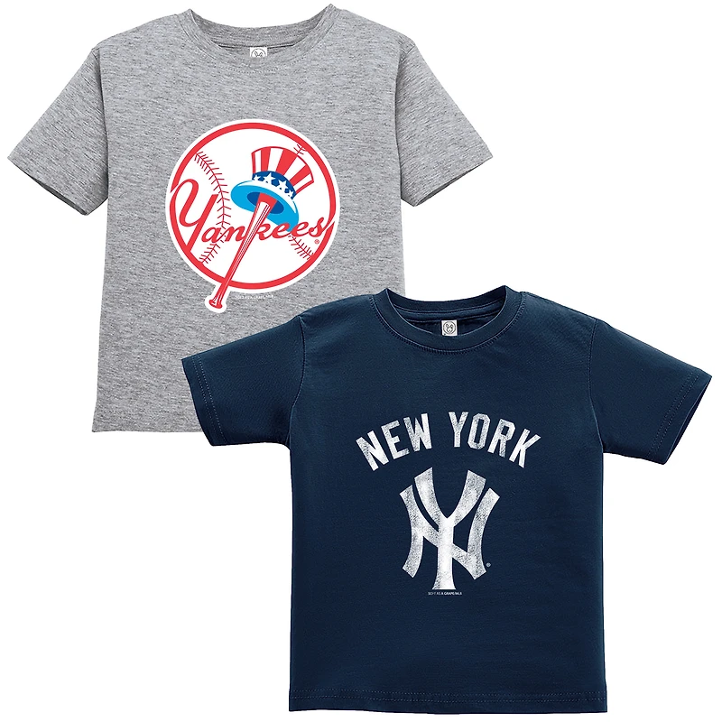 Toddler Soft as a Grape Navy/Heather Gray New York Yankees Cooperstown Collection Two-Pack T-Shirt Set