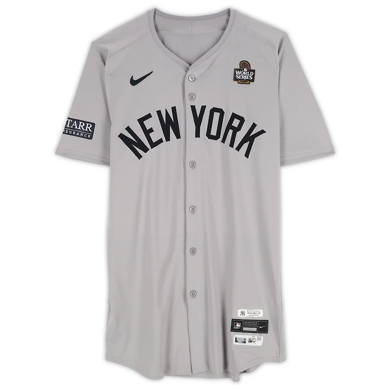 Maillot gris #12 porté par le joueur des Yankees de New York lors des World Series 2024 contre les Dodgers de Los Angeles le 25 octobre 2024