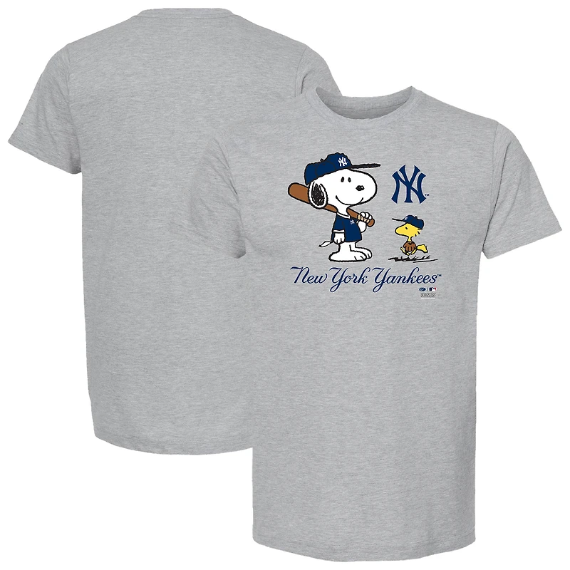 Unisex Heather Gray New York Yankees Peanuts Snoopy T-Shirt
