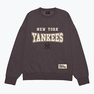 Sweat-shirt unisexe Peace Collective marron chiné New York Yankees, oversize et épais