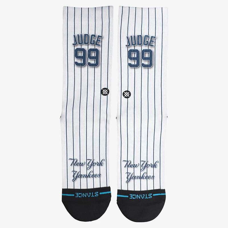 Chaussettes unisexes Stance Aaron Judge blanches, maillot de joueur des Yankees de New York