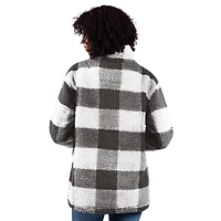 Veste sherpa à fermeture éclair quart de tour carreaux 24/7 G-III 4Her par Carl Banks pour femme, gris, des Yankees New York