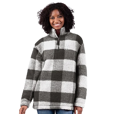 Women's G-III 4Her by Carl Banks  Gray New York Yankees 24/7 Plaid Quarter-Zip Sherpa Jacket