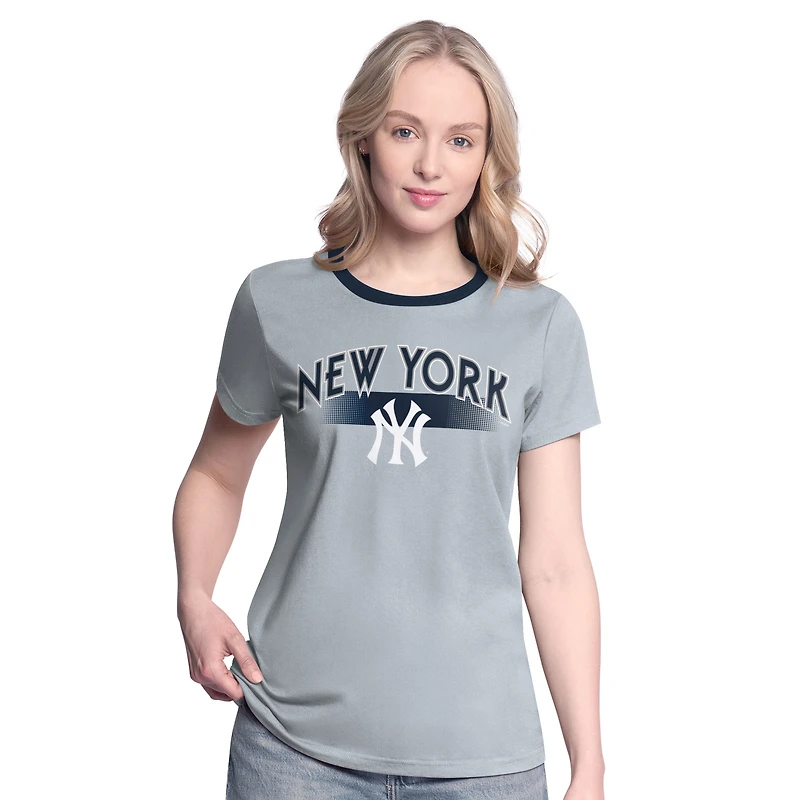 T-shirt pour femme G-III 4Her par Carl Banks gris New York Yankees Pitch