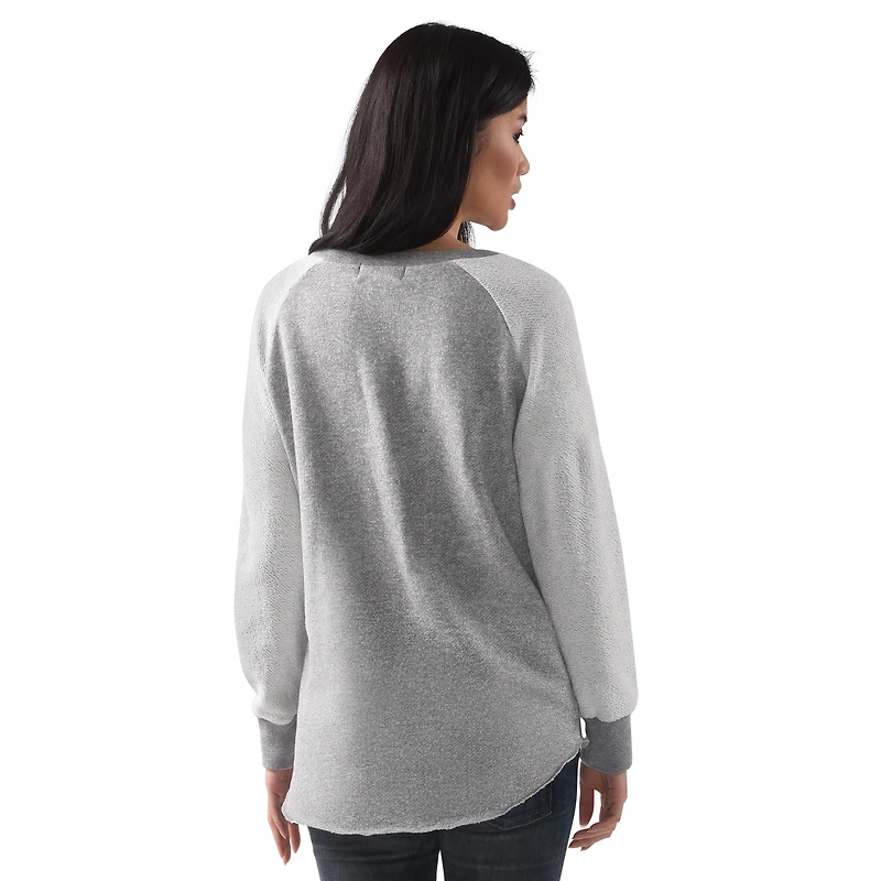 Women's G-III 4Her by Carl Banks  Heather Gray New York Yankees Gridiron Raglan Pullover Sweatshirt