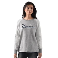 Women's G-III 4Her by Carl Banks  Heather Gray New York Yankees Gridiron Raglan Pullover Sweatshirt
