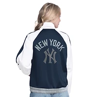 Women's G-III Sports by Carl Banks  White/Navy New York Yankees Rally Rhinestone Raglan Full-Zip Track Jacket