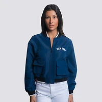 Veste courte zippée à motif cachemire New York Yankees bleu marine Lusso pour femme