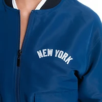 Veste courte zippée à motif cachemire New York Yankees bleu marine Lusso pour femme