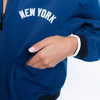 Veste courte zippée à motif cachemire New York Yankees bleu marine Lusso pour femme