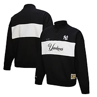 Women's Mitchell & Ness Black New York Yankees Quarter-Zip Pullover Top