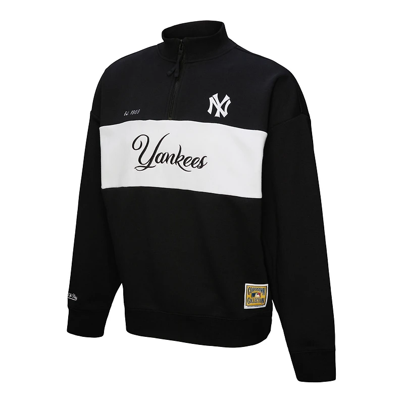 Women's Mitchell & Ness Black New York Yankees Quarter-Zip Pullover Top