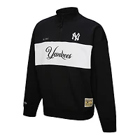 Women's Mitchell & Ness Black New York Yankees Quarter-Zip Pullover Top