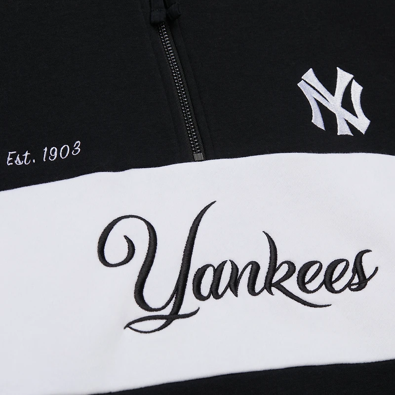 Women's Mitchell & Ness Black New York Yankees Quarter-Zip Pullover Top