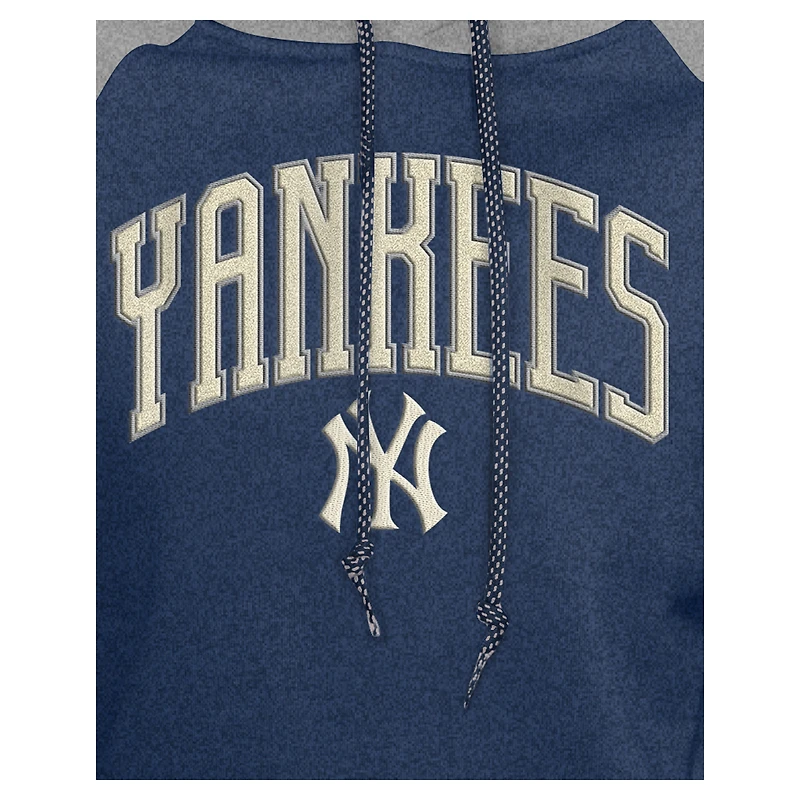 Women's New Era  Navy New York Yankees Throwback Cropped Raglan Pullover Hoodie