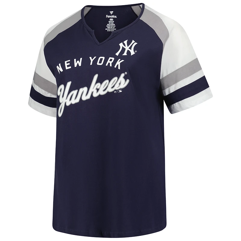 Profil Femme Aaron Judge Navy New York Yankees T-shirt raglan grande taille avec nom et numéro