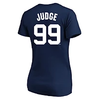 Profil femme Aaron Judge Navy New York Yankees T-shirt col en V grande taille avec nom et numéro