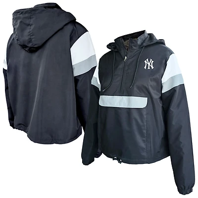 Women's Profile Black New York Yankees Plus Anorak Hoodie Quarter-Zip Pullover