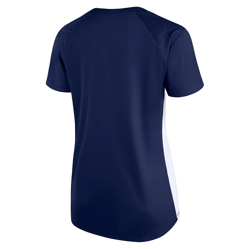 Women's Profile Navy New York Yankees Plus Glitter Raglan V-Neck T-Shirt