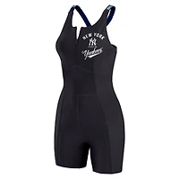 Women's WEAR by Erin Andrews  Black New York Yankees Bodycon Quarter-Zip Romper