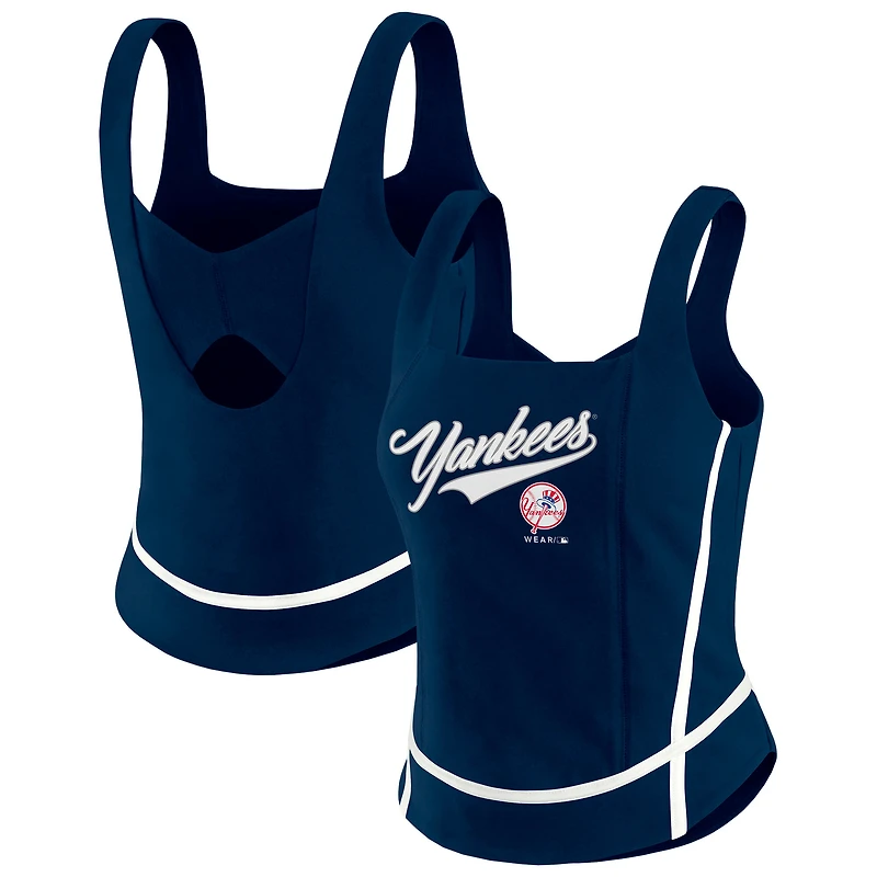 Women's WEAR by Erin Andrews  Navy New York Yankees Square Neck Tank Top