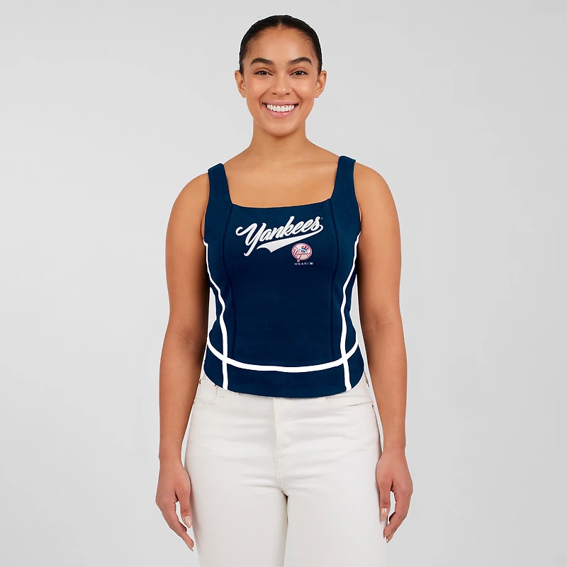 Women's WEAR by Erin Andrews  Navy New York Yankees Square Neck Tank Top