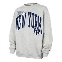 Sweat-shirt oversize gris New York Yankees « 47 » pour femme, avec logo arqué.