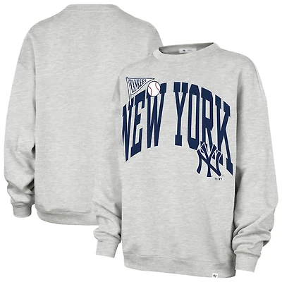 Sweat-shirt oversize gris New York Yankees « 47 » pour femme, avec logo arqué.