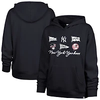 Sweat à capuche Naomi pour femme, bleu marine, New York Yankees, modèle 47, avec nœud et bannières.
