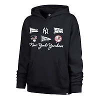 Sweat à capuche Naomi pour femme, bleu marine, New York Yankees, modèle 47, avec nœud et bannières.