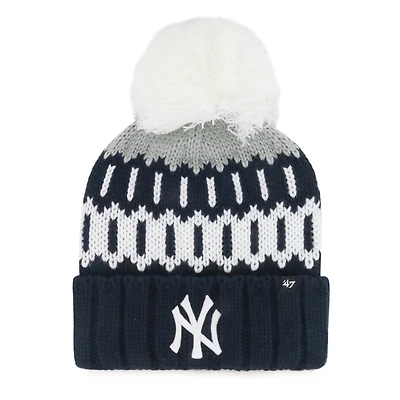 Women's '47  Navy New York Yankees Felicity Cuffed Knit Hat with Pom