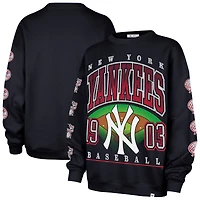 Women's '47  Navy New York Yankees Go Big Oversized Fleece Crewneck Sweatshirt