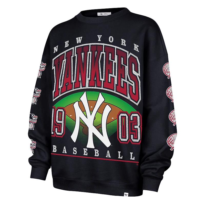 Sweat-shirt oversize en polaire à col rond « Go Big » des Yankees de New York, bleu marine, modèle 47, pour femme