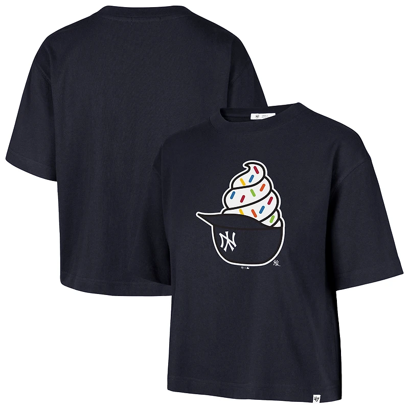 Women's '47  Navy New York Yankees Ice Cream Helmet T-Shirt