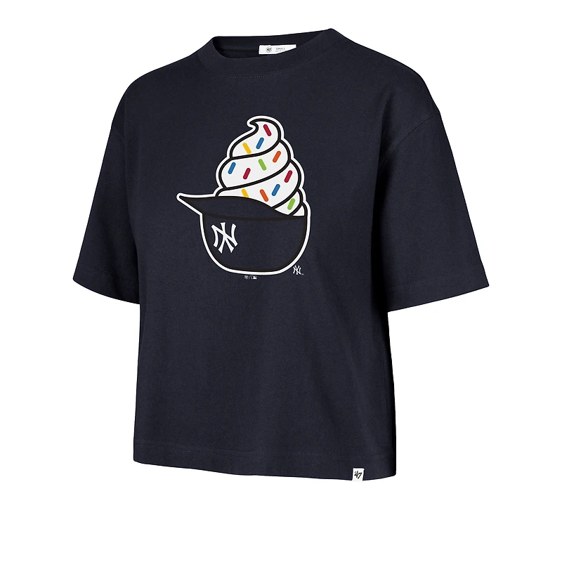 Women's '47  Navy New York Yankees Ice Cream Helmet T-Shirt