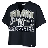 Women's '47  Navy New York Yankees Plus Win Big Oversized Notch-Neck T-Shirt