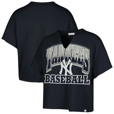 Women's '47 Navy New York Yankees Plus Win Big Oversized Notch-Neck T-Shirt