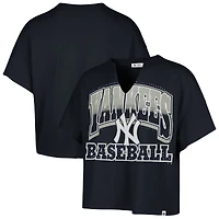 Women's '47  Navy New York Yankees Plus Win Big Oversized Notch-Neck T-Shirt