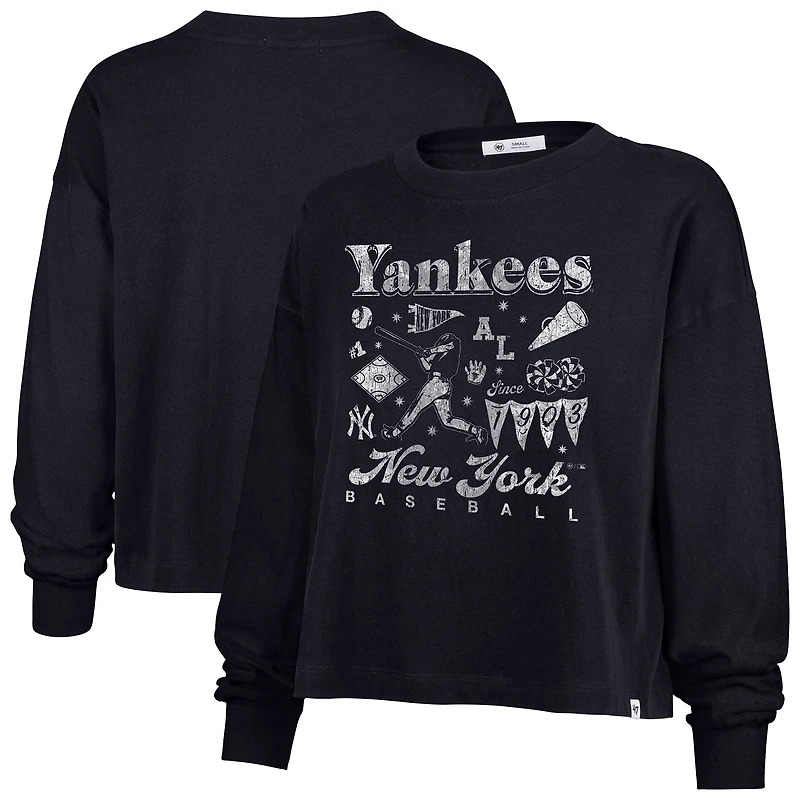 T-shirt à manches longues Sydney pour femmes, motif collage de l'équipe des Yankees New York, bleu marine, année 47