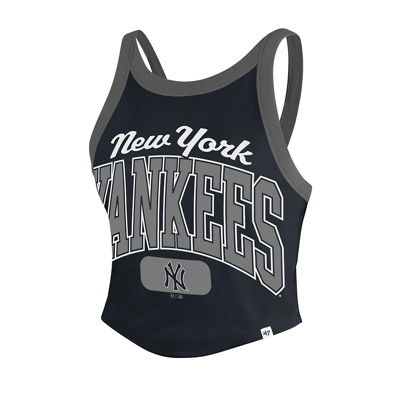 Women's '47 Navy New York Yankees Trendy Team Rally Sporty Cropped Racerback Tank Top