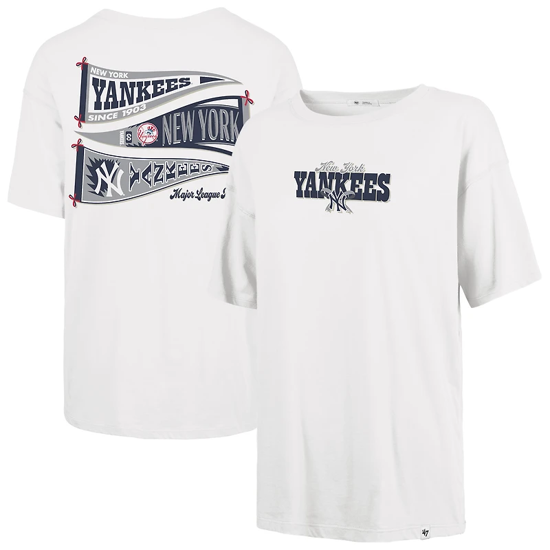T-shirt Sadie pour femme, motif nœud papillon et bannière des Yankees de New York, année 1947