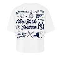 Women's '47  White New York Yankees Collage Script Reed City T-Shirt