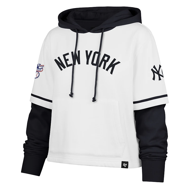 Women's '47  White New York Yankees Trifecta Cropped Shortstop Hoodie