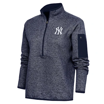 Veste à enfiler zippée quart de tour avec logo Fortune des Yankees New York pour femme, bleu marine chiné Antigua