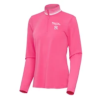 Women's Antigua  Pink New York Yankees Spring Training Palmetto Quarter-Zip Top
