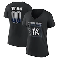 Women's Black New York Yankees Home Field Pop Personalized Name & Number V-Neck T-Shirt