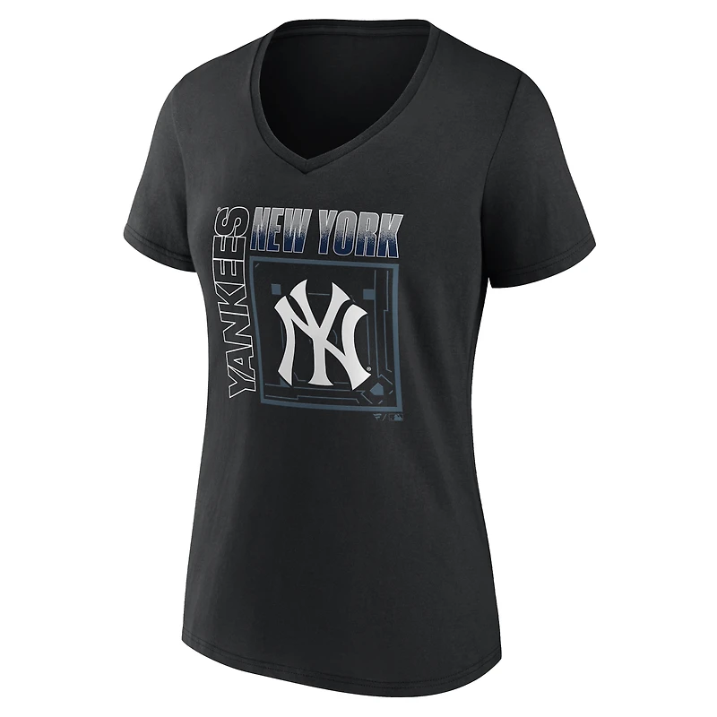 Women's Black New York Yankees Home Field Pop Personalized Name & Number V-Neck T-Shirt