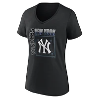 Women's Black New York Yankees Home Field Pop Personalized Name & Number V-Neck T-Shirt